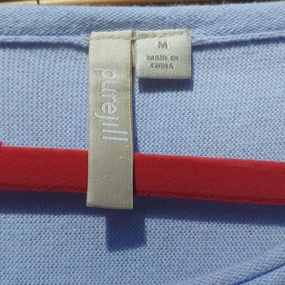 Purejill cotton/cashmere blend blue sweater. Size Medium.  Rolled hems. - Picture 2 of 8